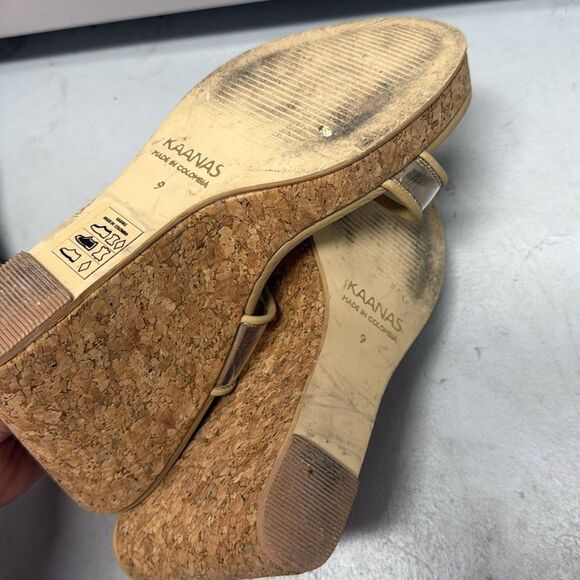 Kaanas Tan Cork Wedge Sandals with Clear Straps - Like New Condition - Size 9 - Picture 5 of 6